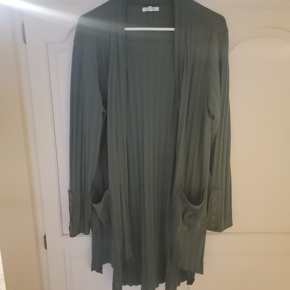 Green Open Front Cardigan